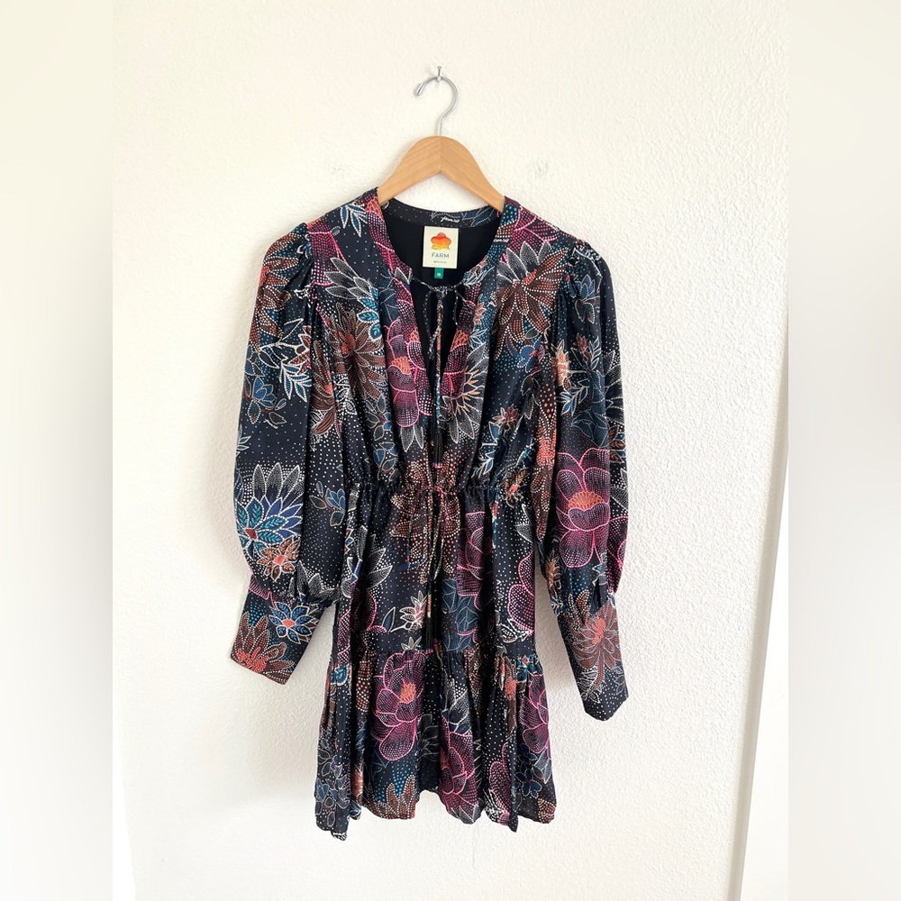 FARM RIO sparkle floral mini dress / size XS